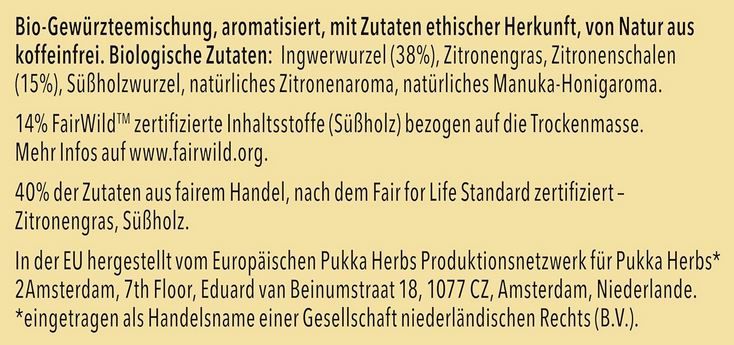 🍵 20 Beutel Pukka Bio Gewürzteemischung Zitrone & Ingwer für 2,99€ (statt 4€)