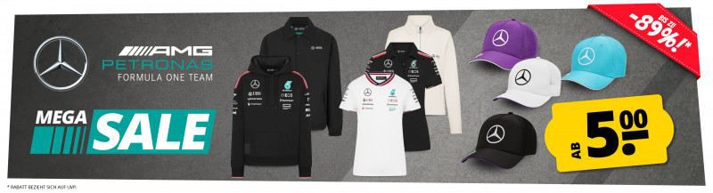👕 SportSpar: Mercedes AMG Petronas Formel 1 Sale ab 5€ + 5€ Gutschein ab 60€