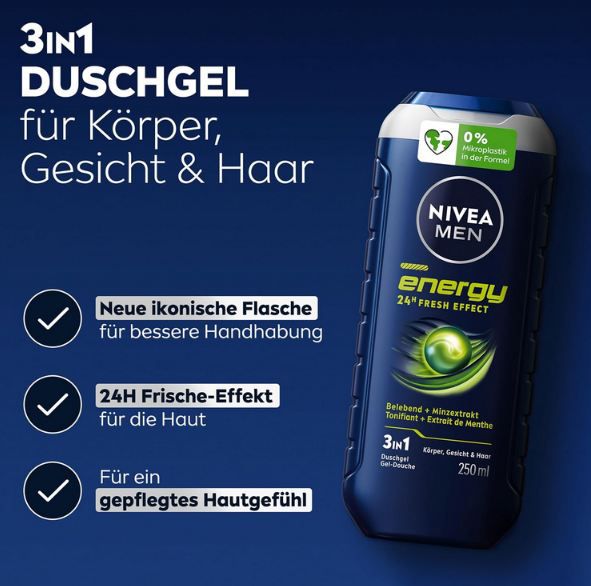 🚿 Nivea Men Energy Duschgel mit natürlicher Minze ab 1,93€ (statt 3€)