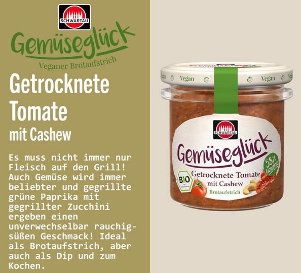 🍅 Schwartau Gemüseglück Getrocknete Tomate mit Cashew ab 1,69€ (statt 3€)