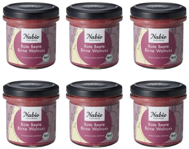 🍞 6er Pack Nabio Mediterraner Aufstrich mit Rote Beete, Birne & Walnuss ab 12,52€ (statt 17€)