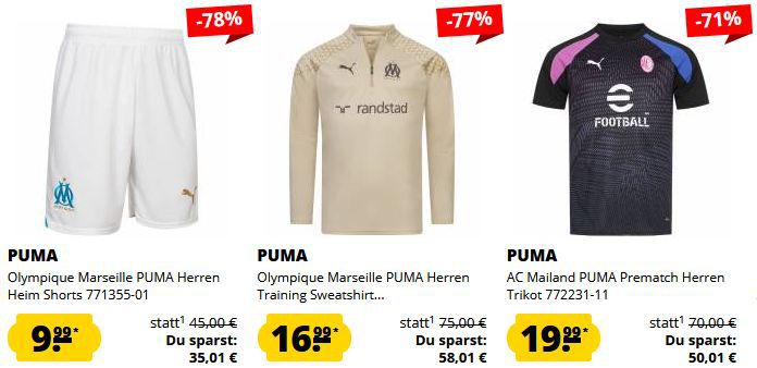 👕 Puma Fanartikel Sale ab 4,99€   z.B. Olympique Marseille Sweatshirt ab 16,99€