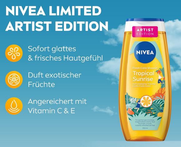 🚿 NIVEA Tropical Sunrise Artist Edition Duschgel, 250ml ab 1,75€ (statt 2,49€)