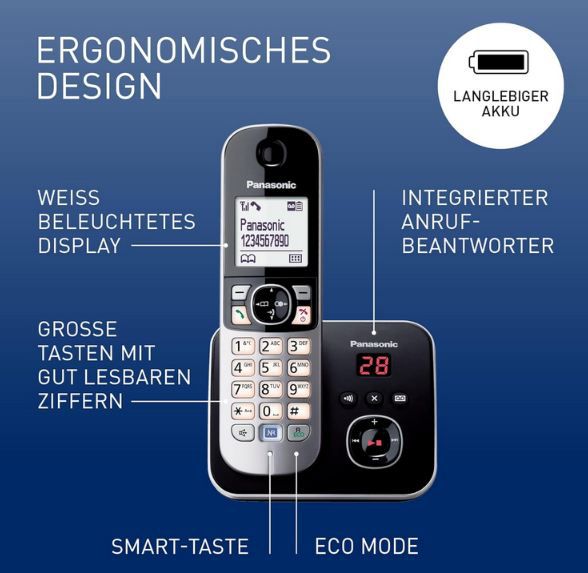 ☎️ Panasonic KX TG6824GB DECT mit 4 Mobilteilen für 89,20€ (statt 100€)