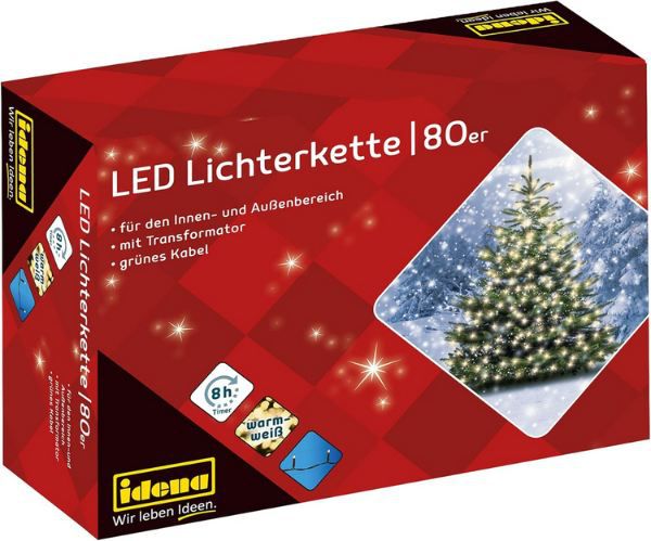 💡 Idena LED Lichterkette mit 80 LEDs in Gold Gelb, 15,9m für 7,67€ (statt 14€)
