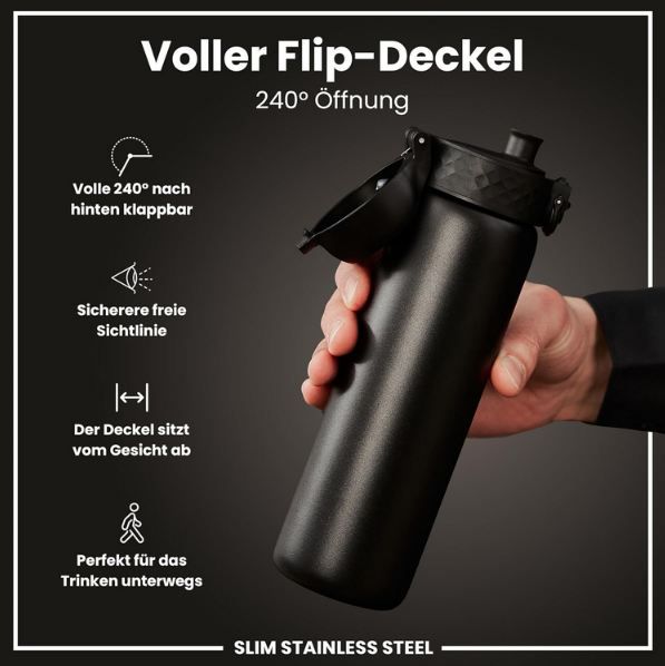 🥤 ION8 Stahl Trinkflasche mit Einhandöffnung, 600ml für 10,99€ (statt 17€)