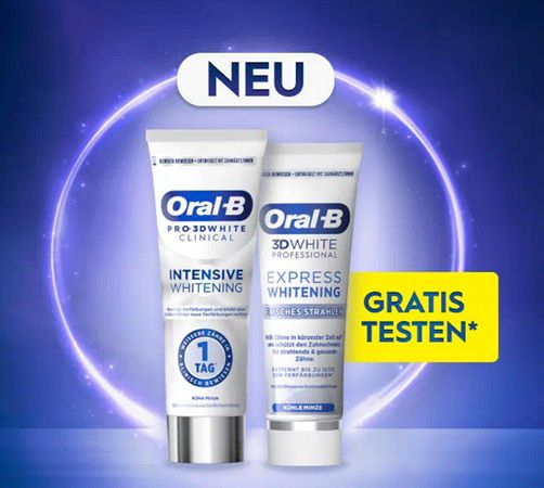 forme: Oral B White Clinical oder White Professional Zahnpasta gratis ausprobieren
