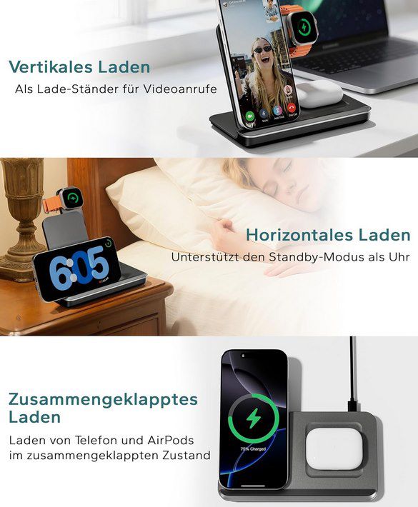 🔌 Eddibox 3in1 Ladestation für Apple Watch, Airpods & iPhone + Adapter für 18,49€ (statt 30€)