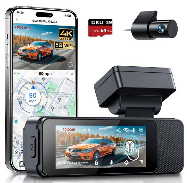🚙 GKU D700 4K+1080P Dashcam mit GPS & WiFi für 79,99€ (statt 100€)