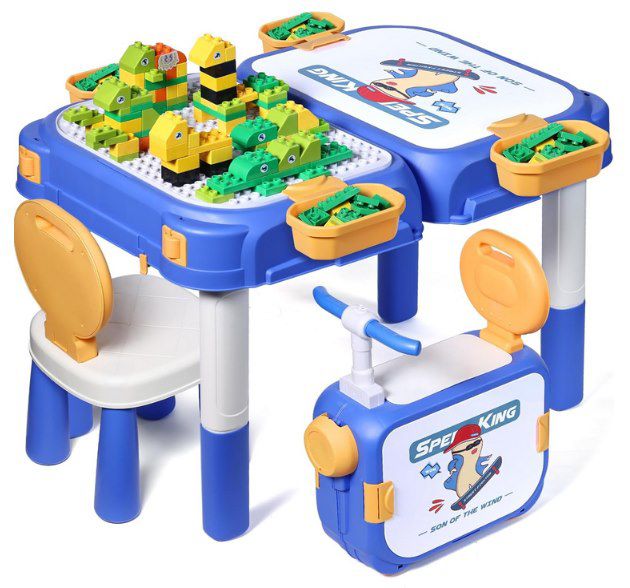 🧒 Fygurso Kindertisch mit Stuhl + 90 große Bausteine für 24,99€ (statt 50€)