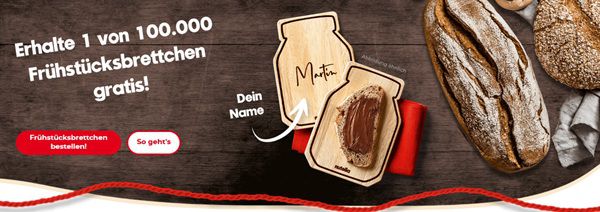 Mit dem Kauf von Nutella Frühstücksbrettchen gratis abfassen