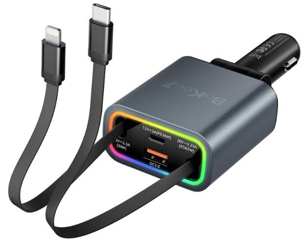 ⚡ Bakeey 4in1 131W einziehbares Auto Ladegerät für 13,74€ (statt 20€)