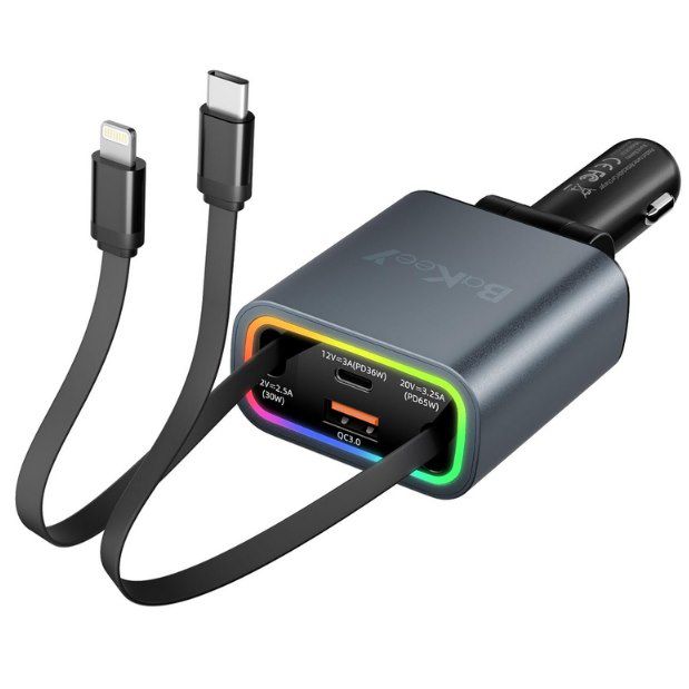 ⚡ Bakeey 4in1 131W einziehbares Auto Ladegerät für 13,74€ (statt 20€)