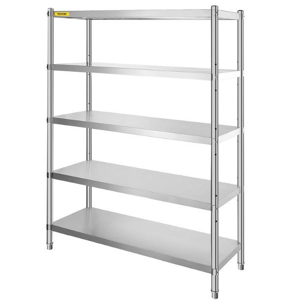 VEVOR Edelstahl-Regal (122 x 47 cm) mit 5 Etagen für 109,99€ (statt 160€)