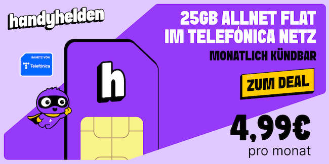 📱 o2 Allnet 25GB 5G für nur 4,99€ mtl. + monatlich kündbar 📱 o2 Allnet 25GB 5G für nur 4,99€ mtl. + monatlich kündbar