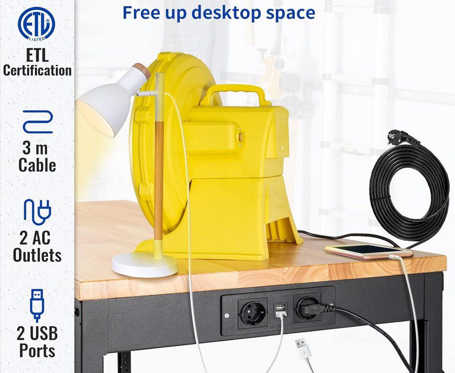 👷‍♂️ VEVOR verstellbare Werkbank (122 x 51cm) mit Steckdose für 125€ (statt 190€)