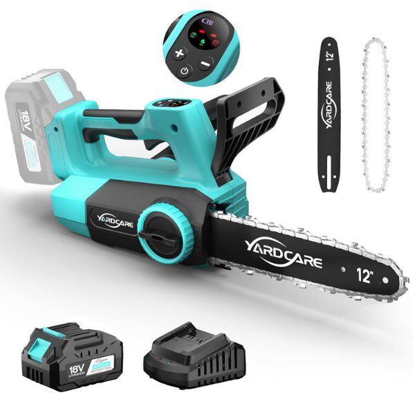 🪚 YARDCARE Akku-Kettensäge (30,48cm) mit 4Ah Akku & LED-Display 69,99€ (statt 90€)