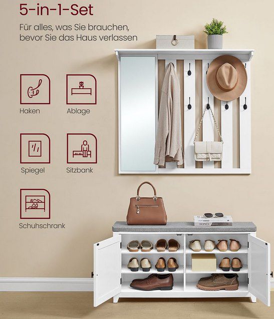 🪞 VASAGLE Schuhbank & Wandgarderobe Set für 72,99€ (statt 110€)