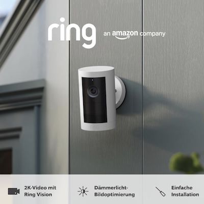 🏠📹👀 Ring Outdoor Cam Plus Akku Außenkamera für 59,99€ (statt 78€)