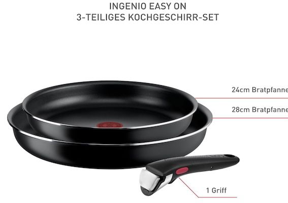 🍳 Tefal Ingenio Easy On 3 teiliges Pfannenset für 40,69€ (statt 51€)