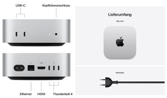 🍏 Apple Mac Mini mit M4 Chip 🖥️ (16GB & 256GB SSD) für 569€ (statt 589€)