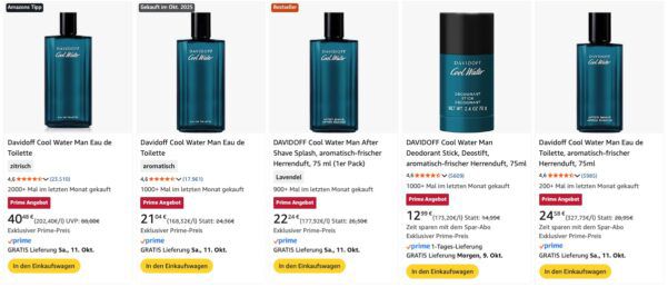 🪒 Davidoff Cool Water Splash 🧊 After Shave 75ml für 11,64€ (statt 17€)