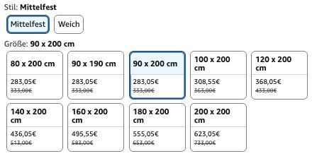 🧨 15% Rabatt auf Bett1 Bodyguard Boxspring Matratzen ➡️ z.B. 90x200cm für 283€ (statt 333€)