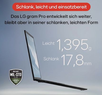 LG gram 17 Zoll Laptop mit 16GB RAM & 1TB SSD für 1.299€ (statt 1.441€)