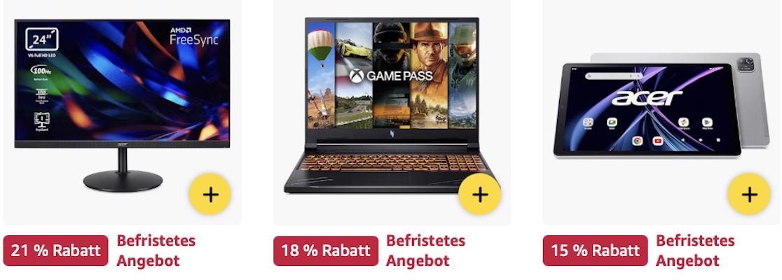 🤑🧑‍💻🖥️ Amazon: Acer Produkte stark reduziert z.B. Gaming Monitor mit 0,5ms/240Hz für 199€ (statt 249€)