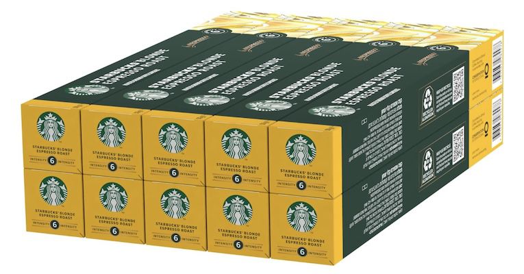 ☕️💊 100x Starbucks Blonde Espresso Roast by Nespresso Kaffeekapseln für 33,56€ (statt 43€)