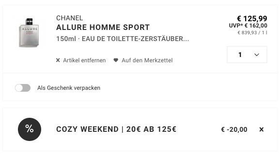 🧨 150ml Chanel Allure Homme Sport Herren Eau de Toilette ➡️ für 105,99€ (statt 158€)