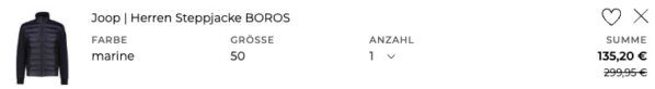 🧨 JOOP! Herren Steppjacke BOROS in Schwarz oder Blau ➡️ für 140,15€ (statt 300€) 🧨 JOOP! Herren Steppjacke BOROS in Schwarz oder Blau ➡️ für 140,15€ (statt 300€)