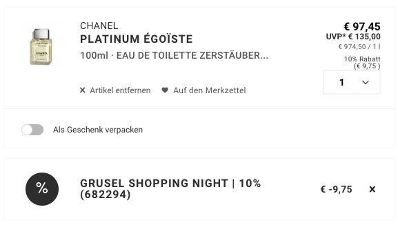 🌸 CHANEL Égoiste Platinum Herren Eau de Toilette 100ml ➡️ für 87,70€ (statt 107€)