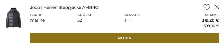 🥼 JOOP! Herren Steppjacke AMBRO in Marine für 319,20€ (statt 399€) 🥼 JOOP! Herren Steppjacke AMBRO in Marine für 319,20€ (statt 399€)