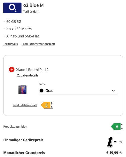 🧨 Xiaomi 15T 256GB + Redmi Pad 2 für 1€ + o2 Allnet 60GB für 19,99€ mtl. ➡️ eff. mit Gewinn! 🧨 Xiaomi 15T 256GB + Redmi Pad 2 für 1€ + o2 Allnet 60GB für 19,99€ mtl. ➡️ eff. mit Gewinn!