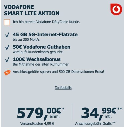 📱 Apple iPhone 17 Pro für 579€ + Vodafone Allnet 45GB für 34,99€ mtl. + 150€ Bonus