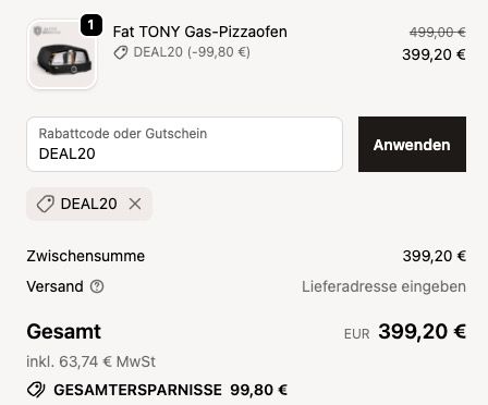 😋 Burnhard Gas Pizzaofen Fat Tony 🍕 mit 450°C für 399,20€ (statt 499€)