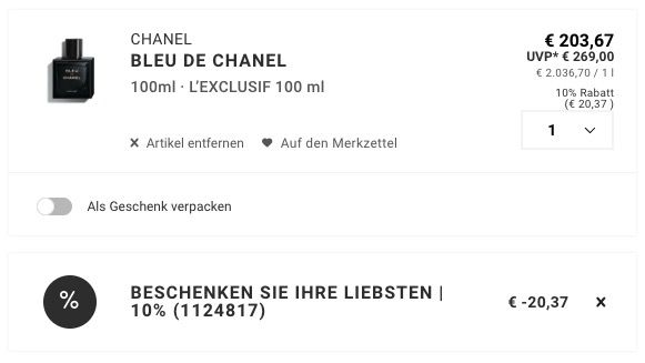 🌺💨 Bleu de Chanel L’exclusif Extrait de Parfum 100ml ➡️ für 183,80€ (statt 200€)