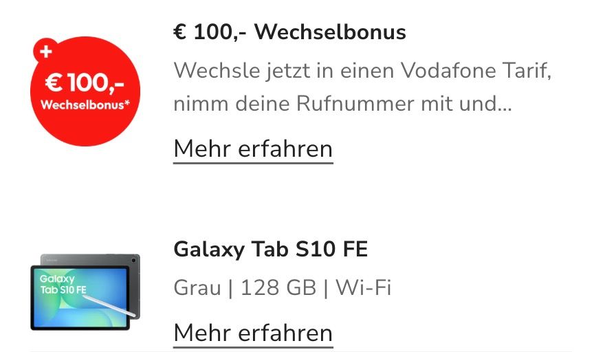 🔥 Samsung Galaxy S25 Edge + Tab S10 FE für 9,95€ ➡️ Vodafone 50GB für 29,99€ mtl 🧨 100€ Bonus 🔥 Samsung Galaxy S25 Edge + Tab S10 FE für 9,95€ ➡️ Vodafone 50GB für 29,99€ mtl 🧨 100€ Bonus