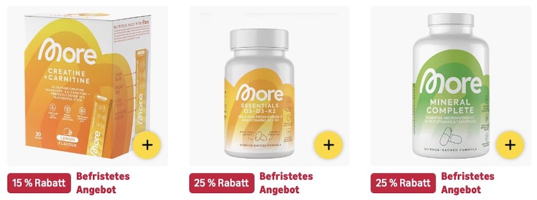 😋💪🏻 Amazon: MORE Produkte im Sale z.B. 750g Protein Sahne für 32,99€ (statt 40€)