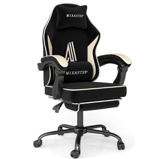 🪑 NSMAZXO Gaming Stuhl mit Lendenkissen, Fuß- & Kopfstütze für 65,99€ (statt 90€)