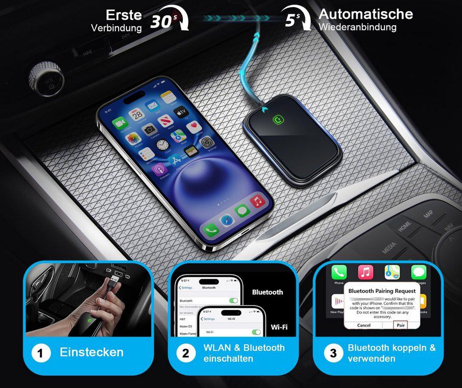 🚗 Danswo CarPlay Wireless Adapter für 29,99€ (statt 50€)
