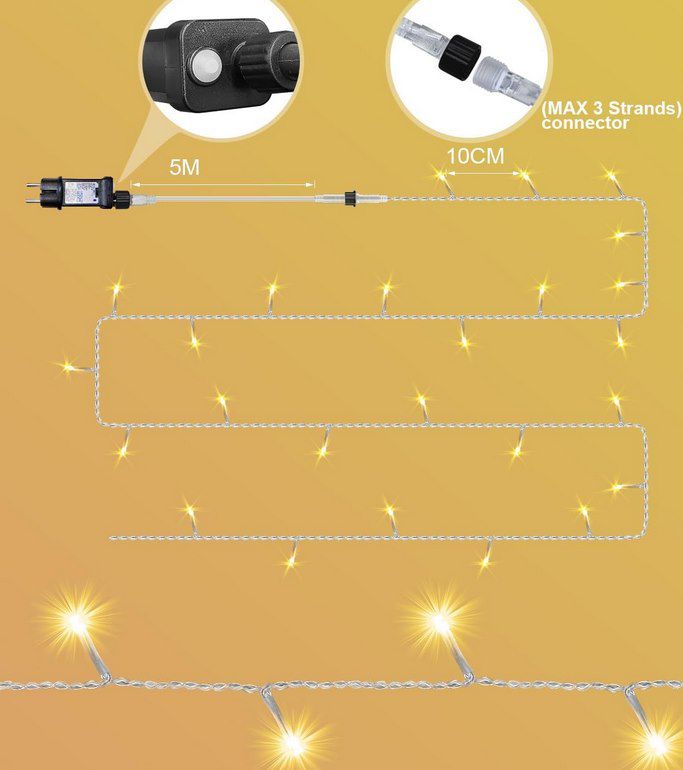 💡 ARKOCHIC 35m Lichterkette für Außen mit 300 LEDs in Bunt oder Warmweiß für je 9,99€ (statt 20€)