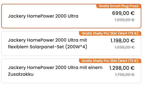 ⚡️ Jackery HomePower 2000 Ultra Stromspeicher + 2x Smart Plug für 699€ (statt 843€)