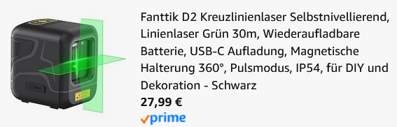 Fanttik D2 Selbstnivellierender Kreuzlinienlaser mit Akku für 27,99€ (statt 50€)