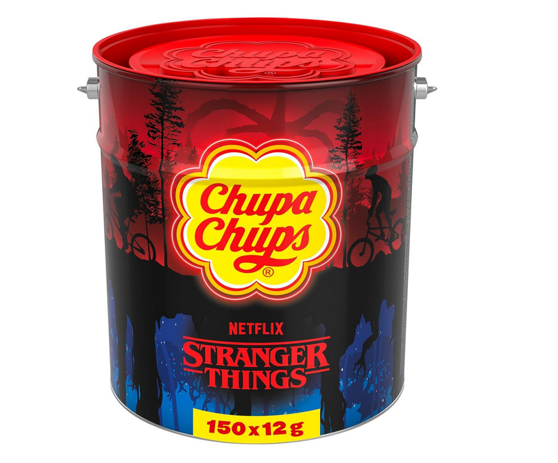 Chupa Chups Stranger Things Eimer 150 Lutscher (1.8 kg) für 21,84€ (statt 32€)