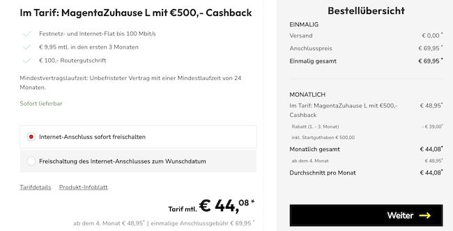 🤯 Telekom MagentaZuhause L (100 Mbit/s) für eff. 19€ mtl. 🤑 dank 600€ Bonus