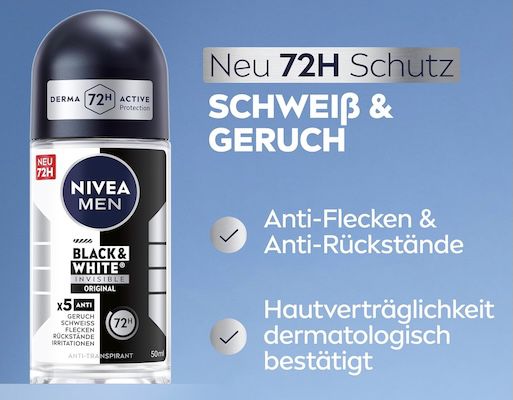 đââïž NIVEA MEN Black & White Invisible Original Deo Roll-On ab 2⏠(statt 3,25âŹ) - Prime đââïž NIVEA MEN Black & White Invisible Original Deo Roll On ab 2⏠(statt 3,25âŹ)   Prime