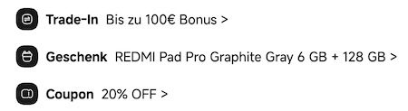 🔥 Android Starter-Pack 📱 Xiaomi 15T (256 GB) + Redmi Pad Pro für 471,92€ (statt 641€) 🔥 Android Starter Pack 📱 Xiaomi 15T (256 GB) + Redmi Pad Pro für 471,92€ (statt 641€)