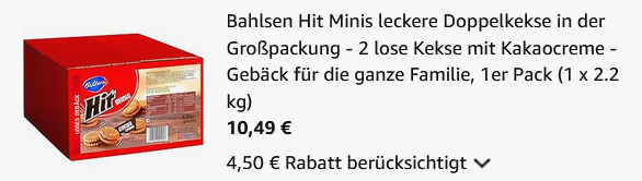 🍪 2,2 Kg Bahlsen Hit Minis Doppelkekse ab 10,49€ (statt 17€) 🍪 2,2 Kg Bahlsen Hit Minis Doppelkekse ab 10,49€ (statt 17€)